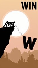 Naklejka premium Poster with a man pulling a rope with the letters W and W on it