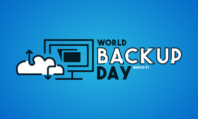 World Backup Day. March 31. Blue gradient background. Poster, banner, card, background.