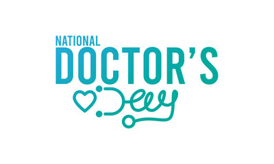National Doctor's Day text design on white background. March 30. Gradient. Poster, banner, card, background.