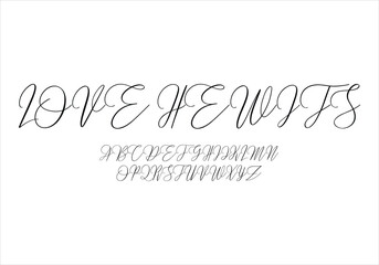 Love Hewits font for logo and headline. Isolated vector typeset