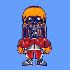 Mascot character design cartoon skull gas mask