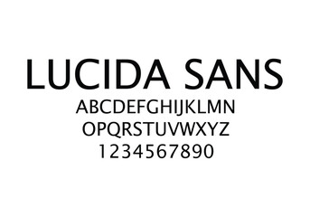 Lucida Sans font for logo and headline. Isolated vector typeset