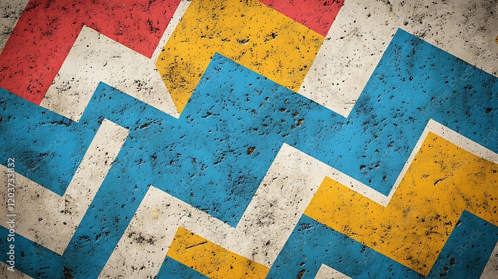 Aufkleber abstract zigzag pattern: a vibrant abstract design featuring a zigzag pattern in shades of blue, red