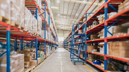 Large Inventory. International Warehouse Goods Stock for Logistic shipping banner background.
