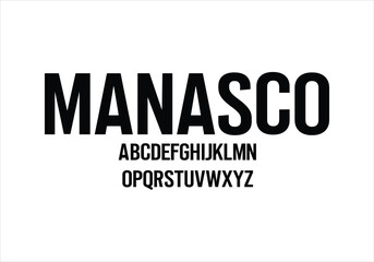 Manasco font for logo and headline. Isolated vector typeset
