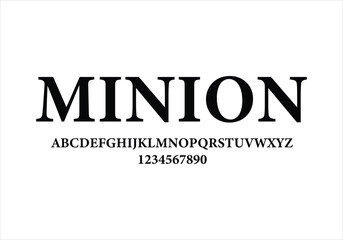 MINION font for logo and headline. Isolated vector typeset