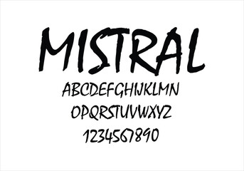 MISTRAL font for logo and headline. Isolated vector typeset