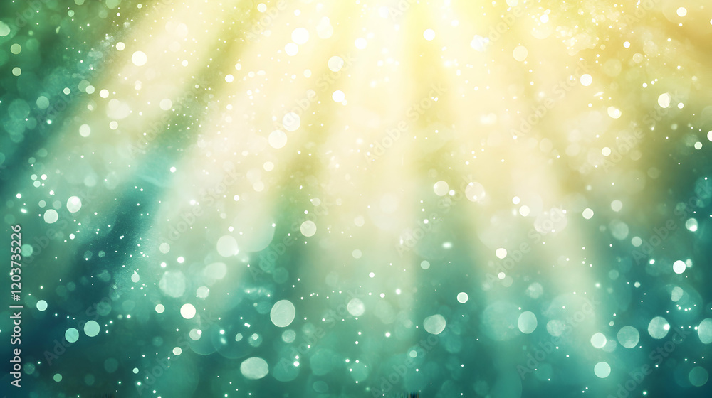 Aufkleber abstract background image featuring a dreamy, bokeh effect with teal and golden hues, sunlight rays,