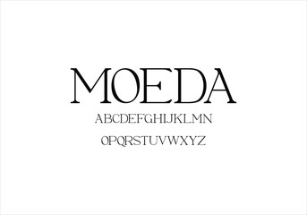 Moeda font for logo and headline. Isolated vector typeset