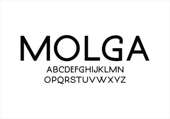Molga font for logo and headline. Isolated vector typeset