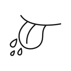 Mocking mouth icon. Tongue out mockingly. Line. Outline. White background.