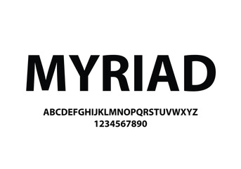 Myraid Pro font for logo and headline. Isolated vector typeset