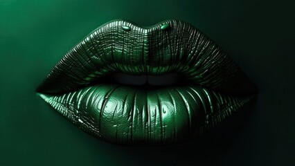 Metallic green lips showing sensuality and beauty trends