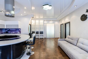 standard interior apartment. living room with sofa