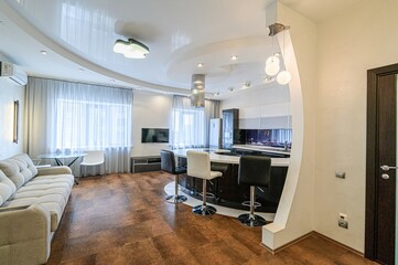 standard interior apartment. living room with sofa