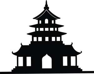 Architecture temple tower silhouette,temple tower vector icon