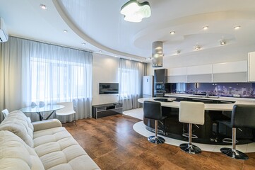standard interior apartment. living room with sofa