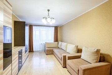 standard interior apartment. living room with sofa