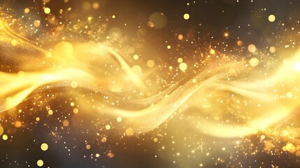 Obraz premium Golden Waves of Light and Sparkles Creating a Dreamy Background