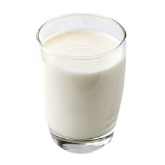 milk in glass cup on transparent background