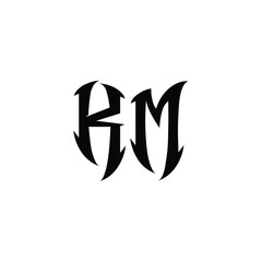 KM monogram logo design letter text name symbol monochrome logotype alphabet character simple logo