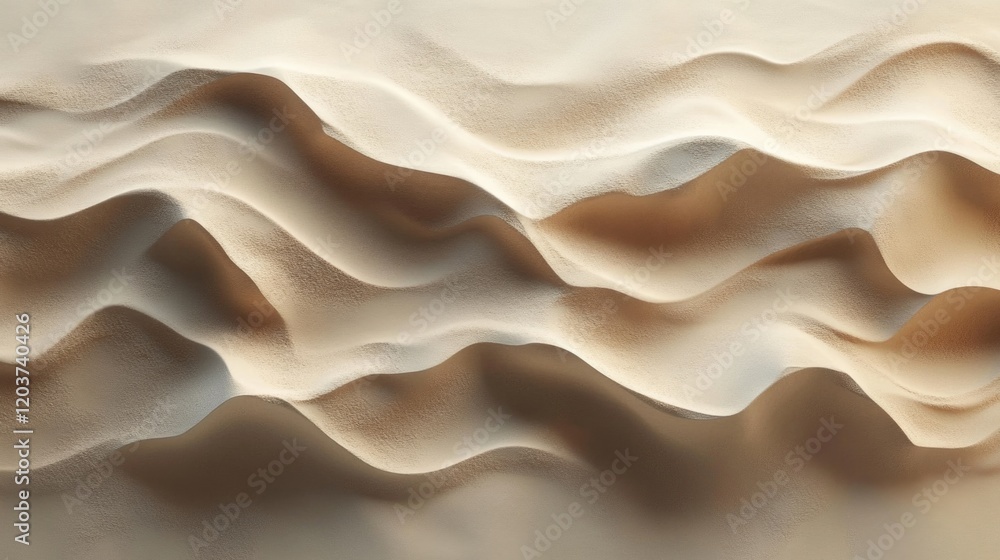 Poster abstract wavy sand dunes texture with light and shadow patterns
