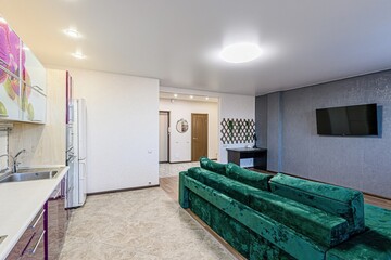 standard interior apartment. living room with sofa