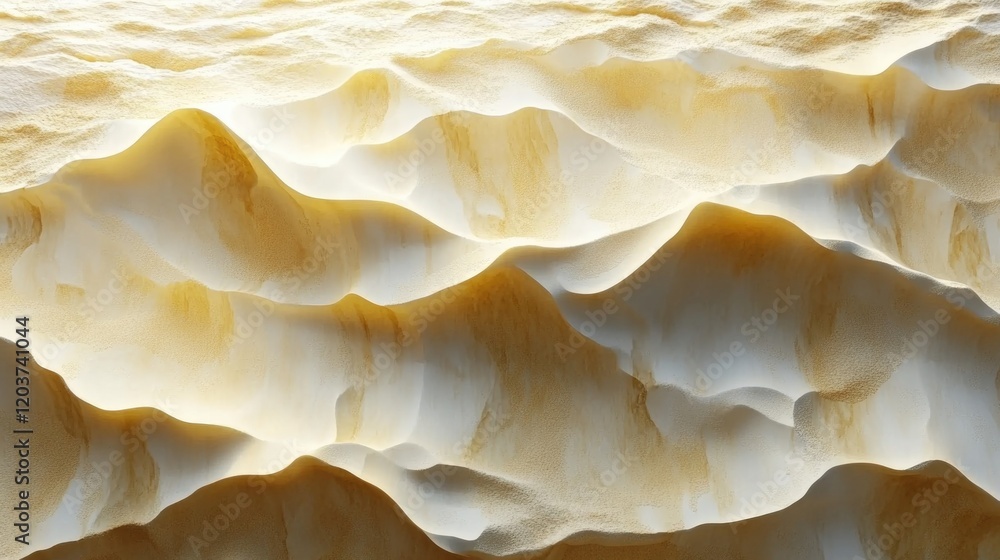 Poster abstract sand dunes in golden light with soft shadows and textured layers