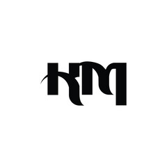 KM monogram logo design letter text name symbol monochrome logotype alphabet character simple logo
