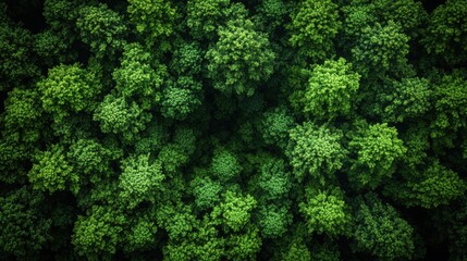 Fototapeta premium Lush green canopy of dense forest captured from above revealing nature's beauty