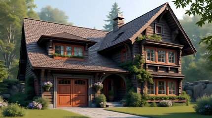 Wooden houses in Germany with walls covered in folklore