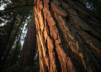 Obraz premium Intricate Texture: Detailed Tree Bark in Low Light Photography