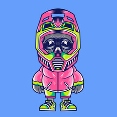 Mascot character design cartoon Skull trail helmet