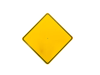 A clean and simple yellow diamond-shaped road sign, perfect for communication or street designs isolated on white background. Generative AI