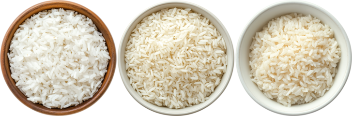 bowl of cooked rice isolated on transparent background, showcasing different rice varieties or cooking methods,  rice in a cup