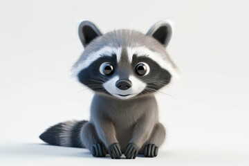 Obraz premium Adorable cartoon style raccoon with cute smile for children's designs