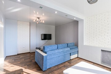 standard interior apartment. living room with sofa