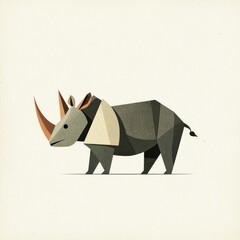 Geometric rhino illustration, simple style