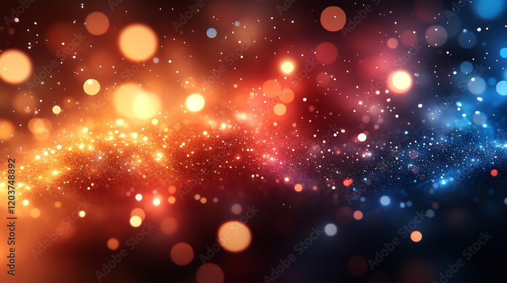 Poster cosmic sparkles: a mesmerizing abstract background with a captivating blend of warm orange and cool 