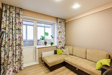 standard interior apartment. living room with sofa