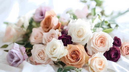 Obraz premium A Lovely Bouquet of Pastel and Burgundy Roses