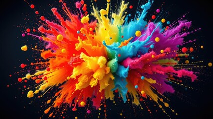 A captivating explosion of vibrant colors and shapes representing excitement and movement in advertising campaigns, dynamic, modern