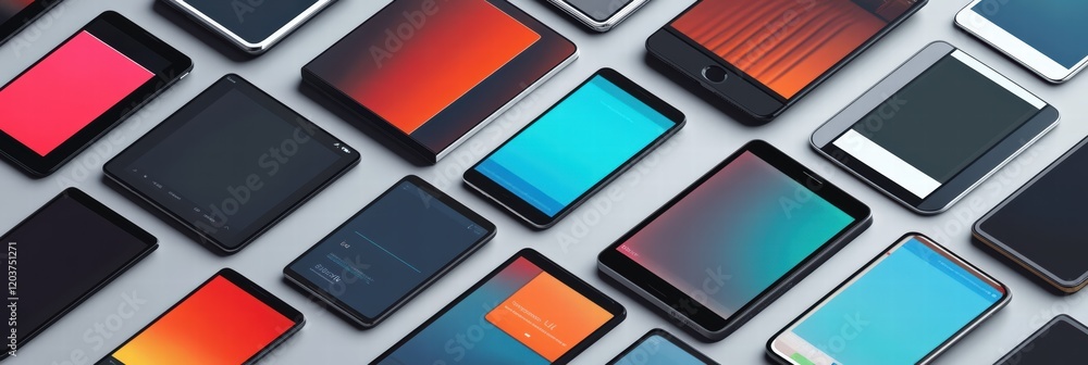 Poster exploring responsive web design on various cross-platform devices in a modern layout