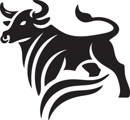 black and white bull