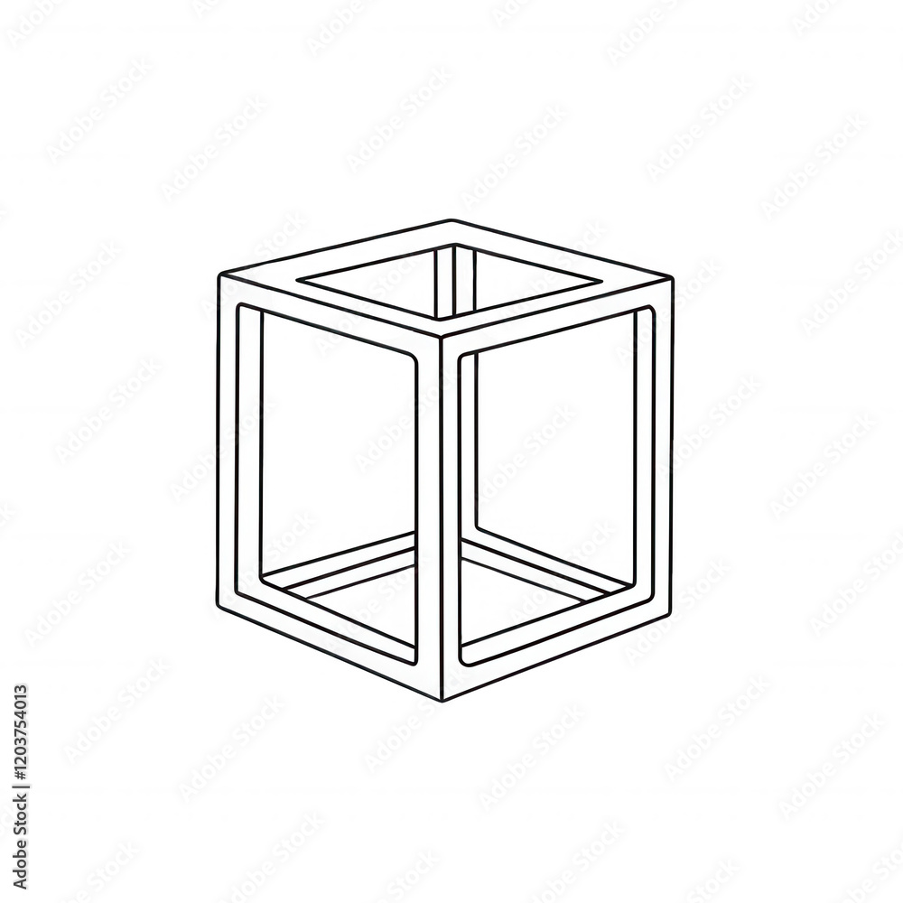 Poster abstract geometric cube design with clean lines and modern aesthetic., isolated on a transparent bac