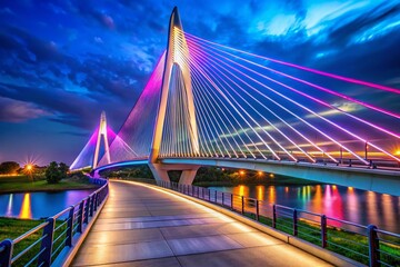 Obraz premium Kansas City's Iconic Kit Bond Bridge: A Stunning Architectural Masterpiece at Night