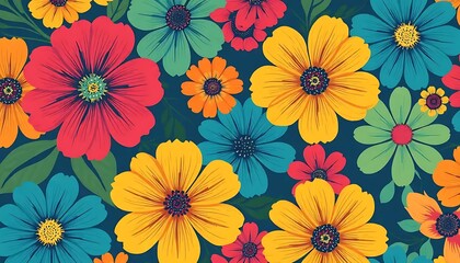 Vibrant Colorful Flowers Blooming In A Garden