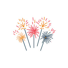 Colorful fireworks illuminate the night sky, celebrating joy and festive occasions., isolated on a transparent background.