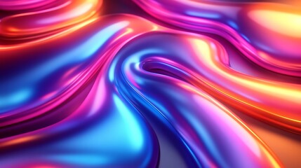 Obraz premium Abstract Liquid Metal Flow: Swirling vibrant hues of pink, blue, and orange create a mesmerizing abstract composition. The metallic sheen and fluid motion evoke a sense of energy and dynamism.