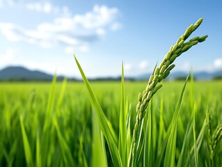 Obraz premium Smallscale rice paddy farm using organic methods, ideal for local and specialty rice markets